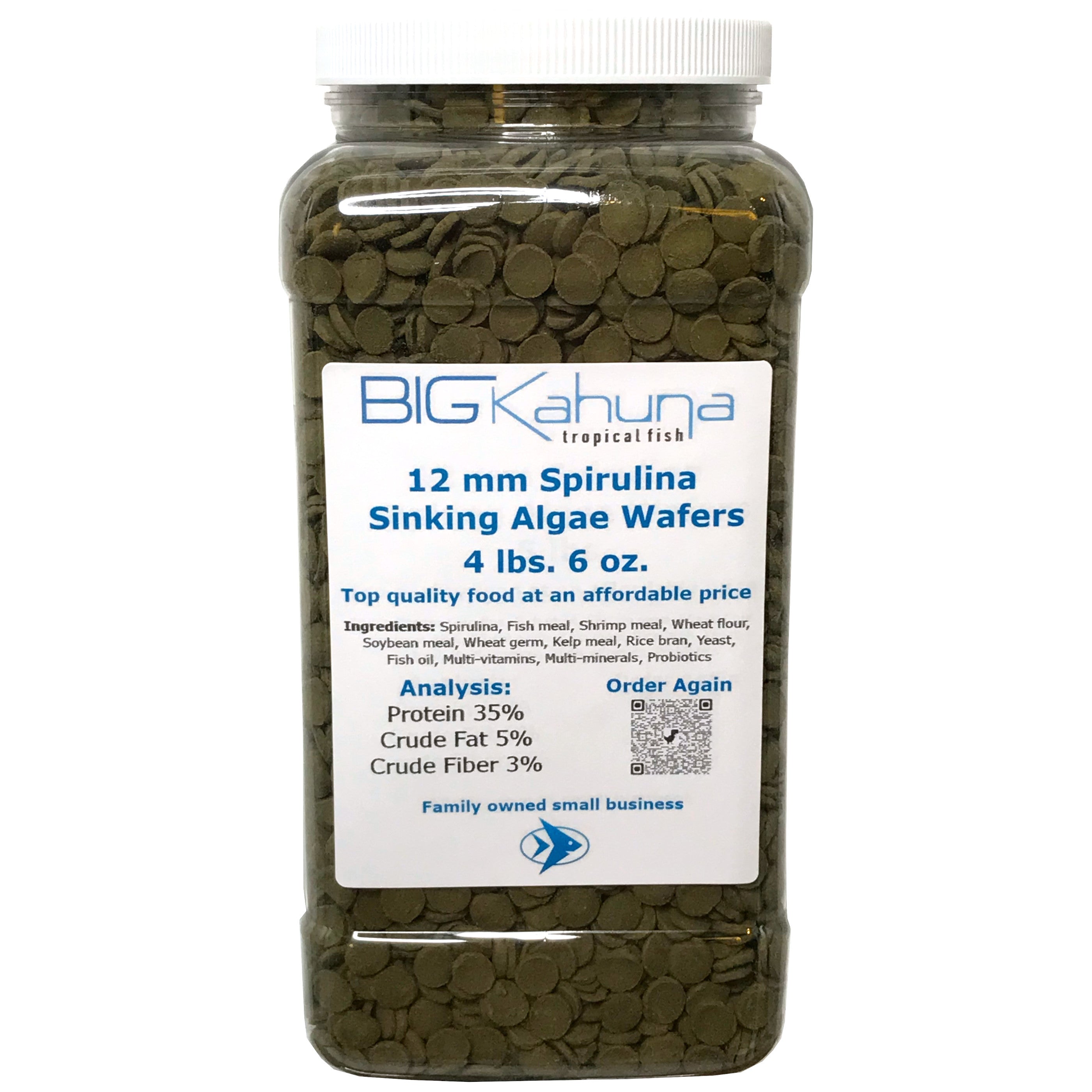 Big Kahuna Algae Wafer Spirulina Disk - Medium 12MM