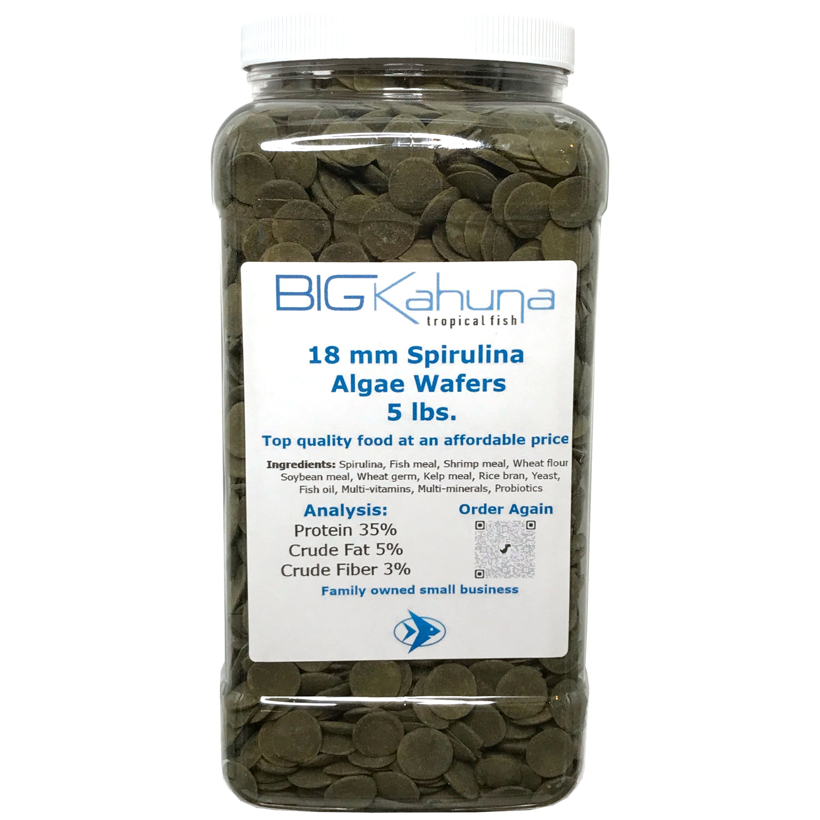 Big Kahuna Bulk Algae Wafer Spirulina Disk Large 18MM