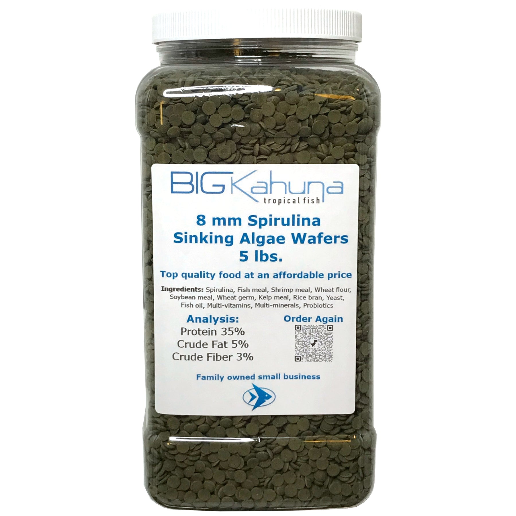 Big Kahuna Bulk Algae Wafer Spirulina Disk Tiny 8MM Big Kahuna Tropical Fish