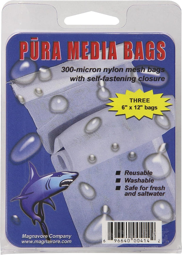 Pura Media Bags 300 Micron 6"x12" Self Sealing (3 pack) - Big Kahuna Tropical Fish