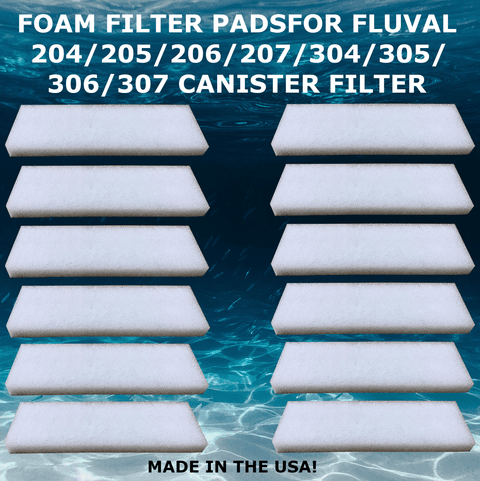 12 Pack Foam Filter Pads For Fluval 204/205/206/207/304/305/306/307 Canister Filter - Big Kahuna Tropical Fish