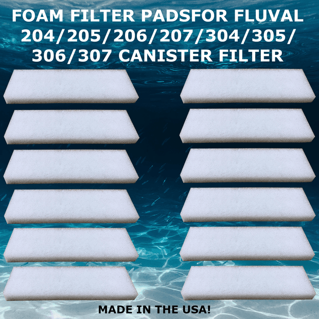 12 Pack Foam Filter Pads For Fluval 204/205/206/207/304/305/306/307 Canister Filter - Big Kahuna Tropical Fish
